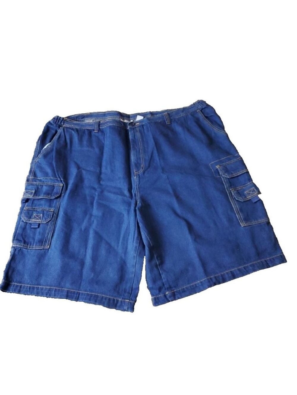 KingSize Cargo Jean Shorts Mens 54 Big Tall Blue Cotton Elastic Jorts LL y2K